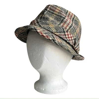 Fedora vintage de tweed Stetson granate tostado y negro para hombre talla 7 1/8 Foto 1 de 4