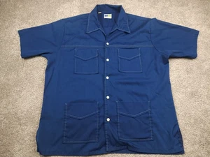 Camicia vintage Mr Dee Cee uomo grande blu cuciture con bottoni made in USA - Foto 1 di 18