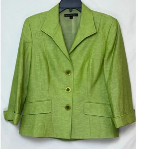 Lafayette 148 Damen grüner Leinen Wolle Blazer-Größe 10 - Bild 1 von 8