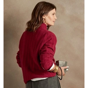Suéter Banana Republic Italiano Merino Cuello Alto Mujer Rojo Medio - Imagen 1 de 11