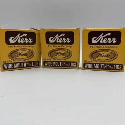 Tapas de albañil de boca ancha Kerr vintage para enlatado en casa paquete de 12 - nuevas 33 tapas totales Foto 1 de 3