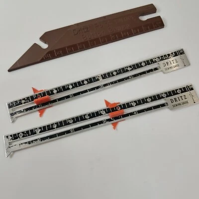 Vintage Dritz All Metal Measuring Sewing Gauge slide ruler & button gauge brown - Image 1 of 4