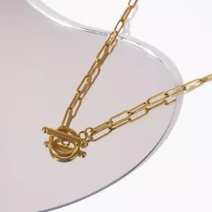 18ct Gold-Plated Chain Necklace with T-Bar Fastening (18 inches) - Picture 1 of 6