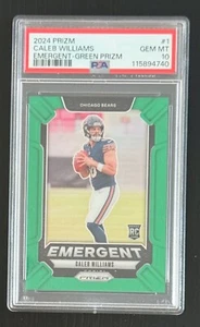 2024 Prizm Caleb Williams Rookie Emergent Green Prizm PSA 10 Chicago Bears - Picture 1 of 2