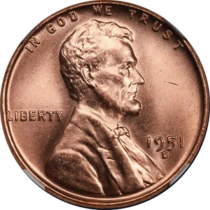 1951 D Lincoln Cent NGC MS66 RD - Picture 1 of 3