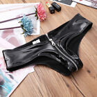Women Fashion Faux Leather Thong G-String Zipper Bikini Briefs Panties Underwear