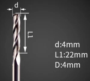 4mm x 22mm Three Flute Spiral bit 4mm CNC/Router Professional Woodwork - Picture 1 of 3