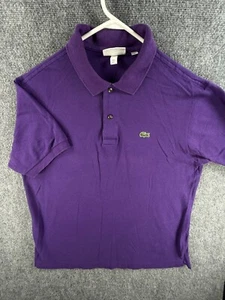 Lacoste Short Sleeve Polo Shirt Croc Logo Cotton Classic Fit Large Preppy Purple - Picture 1 of 13