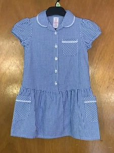 F&F School Dress Regular Fit Button Fasten 3-4yr 104cm Blue Check BNWoT - Picture 1 of 1