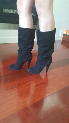 Bally women's black suede knee high boots Size 40 great condition worn only once - image 1 of 4
