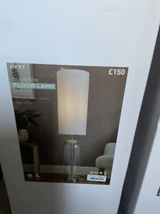 Brandneu NXT gebürstetes Chrom Bourton Stehlampe weißer Schirm werkseitig versiegelt - Bild 1 von 20