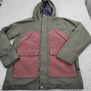 Burton Jacket Mens XL Green Living Lining Ripstop Hooded Corduroy Zip Snap A2 - Picture 1 of 14