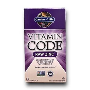 Garden of Life Vitamin Code Raw Zinc 60 Veggie Caps Gluten-Free With Vitamin C