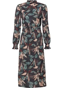 Bedrucktes Midikleid Gr. 32/34 Schwarz Mint Floral Midi Langarm-Kleid Neu* - Bild 1 von 1