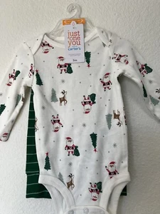 Boys Carter's 2 Pc Christmas Santa Long Sleeve Bodysuit and Pants Outfit 3M - Picture 1 of 3