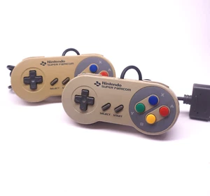 Super Famicom Nintendo SNES Controller Set Lot of 2 Tested Working OEM - Picture 1 of 3