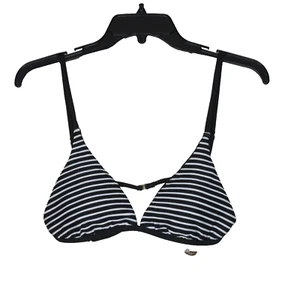 NWT Ella Moss Women's Visionary Triangle Bikini Bra Top Black/White L B32 - Picture 1 of 19