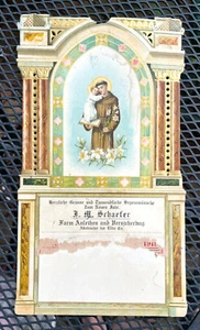 Antiker deutscher Heiliger Antonius 1919 mit Jesuskind Pappkalender Rückseite - Bild 1 von 5
