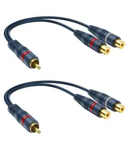 Divisor RCA 1 macho 2 hembra paquete de 2, divisor RCA Y cable RCA divisor audio video - Imagen 1 de 8