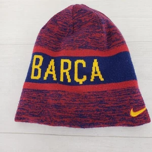 Nike Football FC Barcelona FCB Barca Winter Beanie Hat 2in1 Reversible - Picture 1 of 8