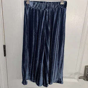 Janie and Jack Girls 6 Wide Leg Velvet Pleated Blue Palazzo Pants Boutique - Picture 1 of 5