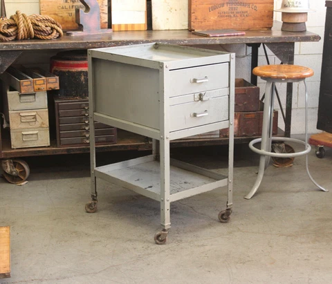 Vtg Industrial Lyon Rolling Cabinet Tool Cart Drawers Factory Bar Gray 1940s Cover