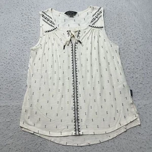 Eddie Bauer Women's Small Sleeveless Cream Boho Pullover Tank Top Blouse - Picture 1 of 12