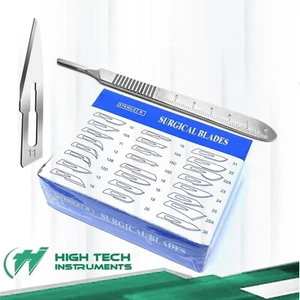 100 Scalpel Blades #11+Scalpel Handle #3 W/Scale Surgical Dental ENT Instrument - Picture 1 of 4