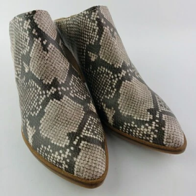 Dolce Vita Roya Cuervo Piel de Serpiente Gris Sin Cordones Zapatos Mules Tacón Bloque Talla 9.5 Foto 1 de 4