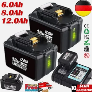 Für Original Makita Akku 18V 8Ah 9Ah 12Ah BL1860B BL1850B BL1840B BL1830B NEU DE - Picture 1 of 43