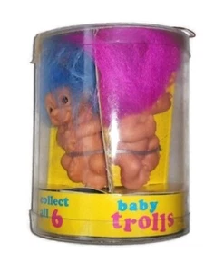 BABY TROLLS (Juego de 3) Cabello Blanco, Rosa, Azul 3" NUEVO Sin Marcar - Imagen 1 de 5