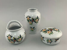 99840721 Porzellan Vase Dose Korb Vogeldekor Blumen Art deco