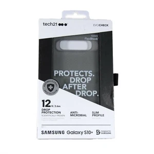 TECH21 CASE FOR SAMSUNG GALAXY S10+ EVO CHECK FLEX SHOCK THIN SMOKEY T21-6949 - Picture 1 of 3