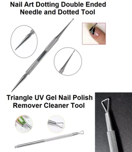 Dotting Double Ended Needle Dotted Triangle UV Gel Polish Remover Nail Care Tool - Picture 1 of 12