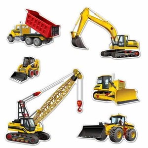 6 X DIGGERS & TRUCKS CUTOUTS CONSTRUCTION STYLE PARTY DECORATION - Picture 1 of 1