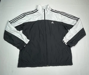Chaqueta cortavientos Adidas para hombre grande cremallera completa pista tres rayas negra blanca - Imagen 1 de 13
