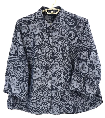 Blusa de algodón sin arrugas Westbound para mujer manga 3/4 cachemira azul talla 2X Foto 1 de 4