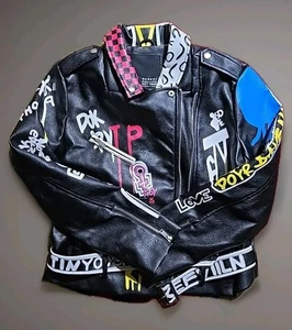 Robert Phillipe Motorrad Graffiti Kunst Liebe Mode Jacke Mantel Damen Medium - Bild 1 von 11