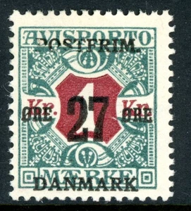 Denmark 1918 Definitive 27o/1K Blue Green & Mar Perf 14x14½ Scott #154 Mint K679 - Picture 1 of 6