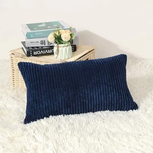 Cozy Striped Corduroy Pillow Covers Super Soft Decorative Oblong Throw Pillow... - Picture 1 of 9