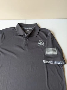 East Carolina Pirates ECU Polo Shirt Mens Size Large Gray USA Flag Patch - Picture 1 of 15