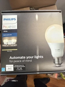 Philips Hue White 4 Pack A19 LED Smart Bulbs Starter Kit w/ Bridge - 472001 - Picture 1 of 1