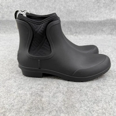 UGG Chevonne Navy 防水切尔西女式橡胶羊皮雨靴黑色 8 — 第 1/4 张图片