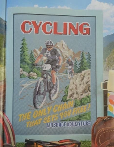 Racing Cycles & Mountain Biker's Classic Poster Style Sampler Cross Stitch Chart - Picture 1 of 1