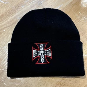 West Coast Choppers Beanie Jesse James Iron Cross Black Red Heavy Duty Y2K Hat - Picture 1 of 5