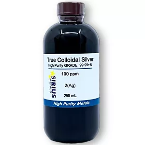 True Colloidal Silver NanoParticles (AgNPs): 100 ppm - 250 mL in Plastic - Picture 1 of 1
