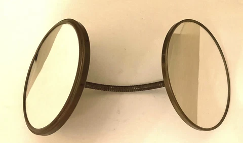 Antique 10" tall BRASS BENDABLE 2 Way DOUBLE MIRROR Bends Any Direction 1950's Cover