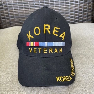 KOREA VETERAN Black 100% Cotton Adjustable Back Strap Hat Cap Military Vet Cap - Picture 1 of 9