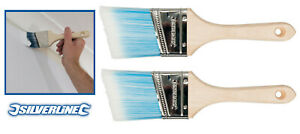 2 x Silverline 65mm Angled Paint Brush Cutting In / Edging Painting & Decorating