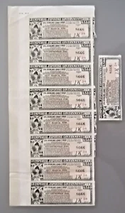 JAPÓN cupones de bonos tira de 8 Imperial Japonés Gov 1907 Sterling Loan Nr. 8666 - Imagen 1 de 3